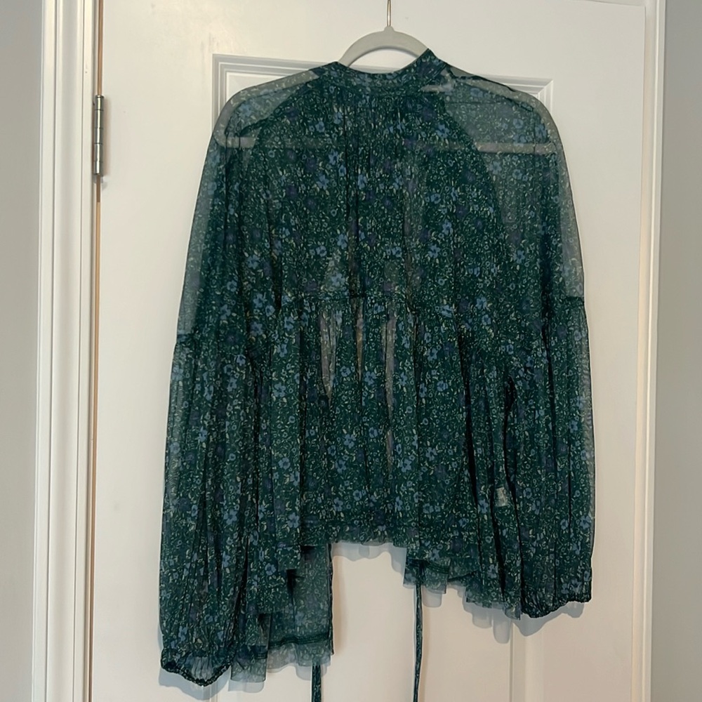 FREE PEOPLE - EMERALD MULTI SHEER SWEET HEART TOP Medium